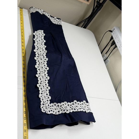 Lilly Pulitzer Dress Women 10 Navy White Betsey Strapless Lace Trim Resort Party - Picture 13 of 13